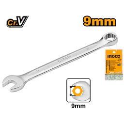 LLAVE COMBINADA BOCA Y ESTRIADA 9 MM CR-V INGCO HCSPA091