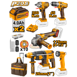 COMBO 5 HERRAMIENTAS A BATERIA  20V+VALIJA CON 2 BAT Y CARG CKLI2019