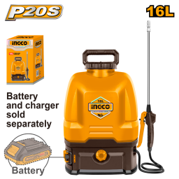 PULVERIZADOR FUMIGADOR DE MOCHILA 16LTS A BATERIA 20V P20S SBAT CSPLI2016 INGCO