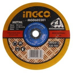 DISCO DESBASTE 9  X 6MM CENTRO DEPRIMIDO PARA METAL MGD602301 INGCO