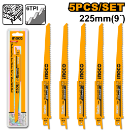 SET 5 SIERRAS PARA SIERRA SABLE LARGAS 225 MM MADERA INGCO RSB1111DF