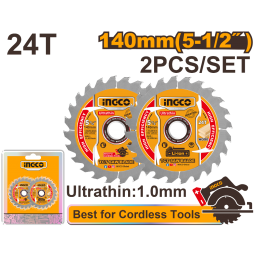 SET X 2 DISCOS 24D 140MM ULTRA FINO 1.0MM INGCO TSB1403